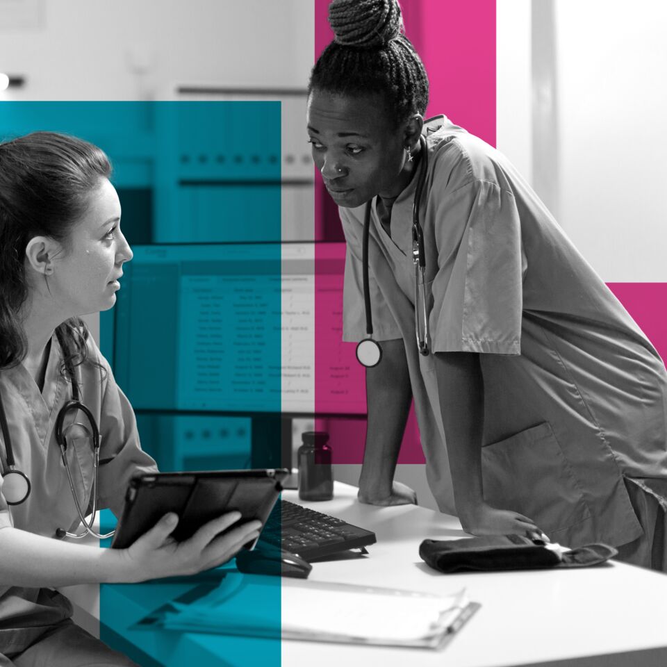 SINGLE-IMAGE_squares-two-nurses-talking-over-tablet_sept24