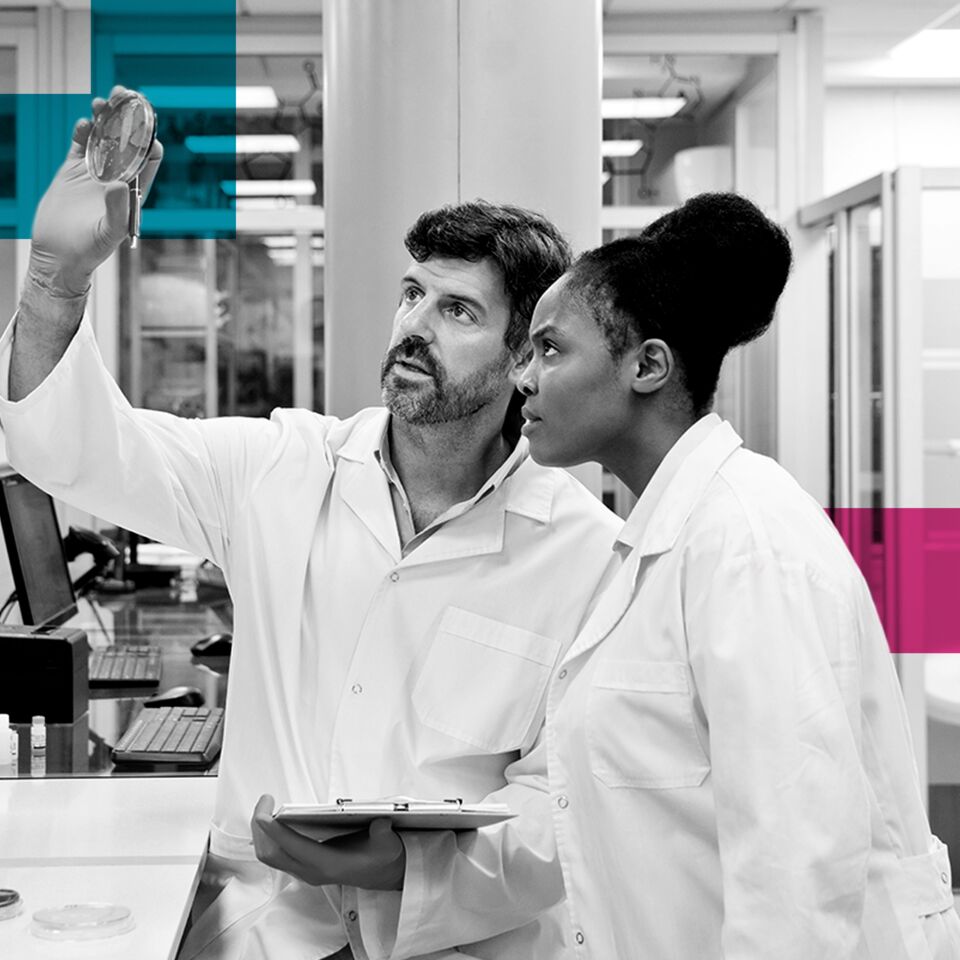 SINGLE-IMAGE_squares-male-and-female-scientist-examining _mar25