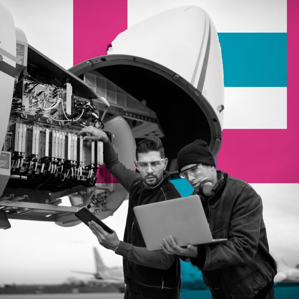 SINGLE-IMAGE_squares-two-aviation-engineers-checking-tablet-laptop_oct23
